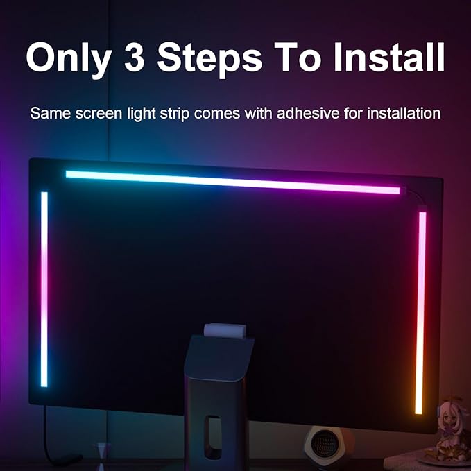 DS Gaming Monitor Light, Backlight with Screen Color sync Effect for 27-34inch Computer Monitor, Compatible with Windows