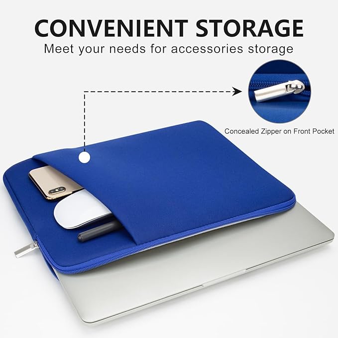 Laptop Sleeve Case with Zipper Accessory Pocket Compatible with 13 to 14 inches MacBook Air/Pro Padded Computer Pouch Cover Shockproof Protective for 13” to 14” Laptop/Chromebook/Tablet,Blue