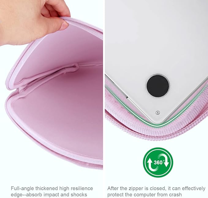 Arvok 11 11.6 12 Inch Laptop Sleeve Case for MacBook Air 12, Water-Resistant Neoprene Notebook Computer Tablet Sleeve, Carrying Bag Cover for Chromebook/HP/Dell/Lenovo/Asus/Acer, Pink