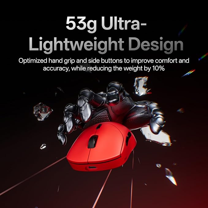 Rapoo VT2 MAX Wireless Gaming Mouse, True 8K Wireless Polling Rate, 53g Lightweight, Up to 750 Hr Battery, Nordic nRF54L15 MCU, 120-Million Optical Switch, 10 Programmable Buttons, Macro Enabled
