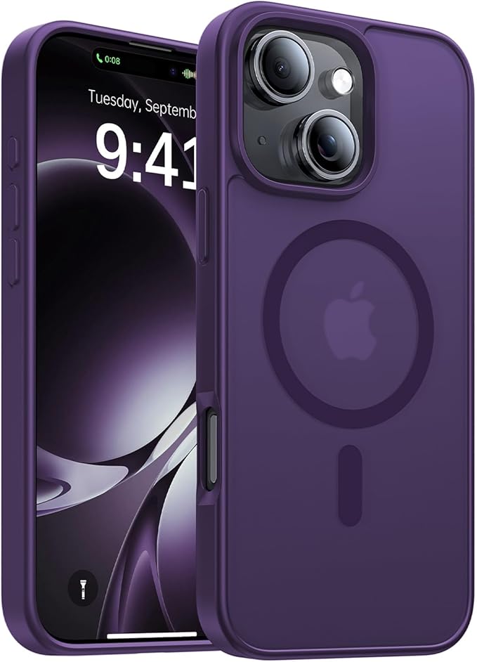 Magnetic for iPhone 14 Case/iPhone 13 Case,[Compatible with MagSafe][Military-Grade Drop Protection][Anti-Yellowing] Shockproof Translucent Matte Cover for iPhone 14/13 Phone Case,Deep Purple