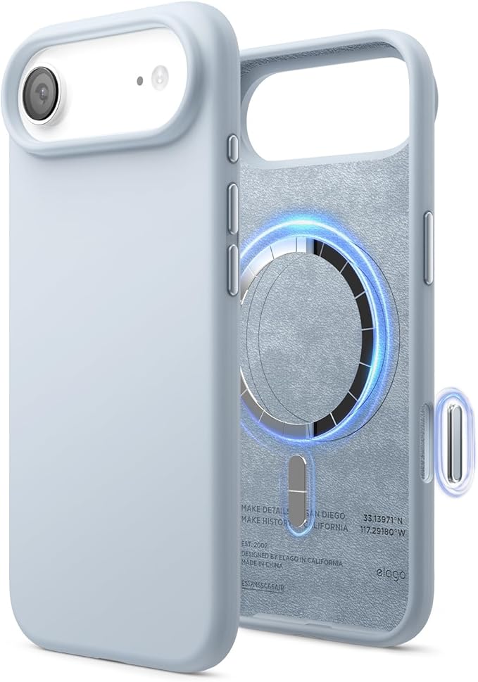 elago for iPhone Air Case, Premium Magnetic Silicone Case, Compatible with MagSafe, Liquid Silicone Material, Protective Cover, Shockproof, Slim Phone, 6.5 inch (Light Blue)