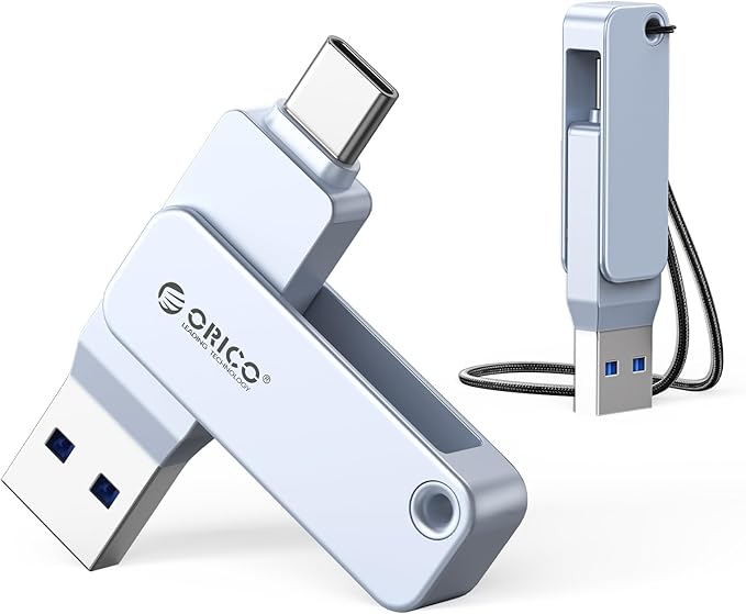ORICO USB-Cand USB-A Flash Drive 150MB/S Metal Housing Swivel Design Support OTG Function 2 in 1 PenDrive 64GB for USB C and USB A Devices -EB05 BL