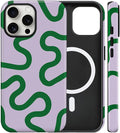Magnetic for iPhone 13 Pro Case Cute Curved Stripes Phone Case, Shockproof Slim TPU and Hard PC Protective Phone Cover Compatible with MagSafe Designed for Women Girls,Green