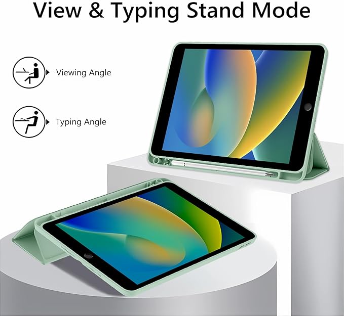 JOYLAND Forest Flamingo Case for iPad Pro 11-inch (M4) 2024 5th Generation,Clear Acrylic Hard Back Green Case with Pencil Holder Trifold Stand Tablet Cover (Model Number:A2836/A2837/A3006)