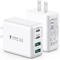 [2 Pack] USB C Wall Charger, 40W 4-Port USB C Charger Block,Fast Charging Block Dual Port PD+QC Wall Plug Multiport Type C Compatible with iPhone 14/13/12/11/Pro Max/XS/XR/8, Samsung Phone,Tablet