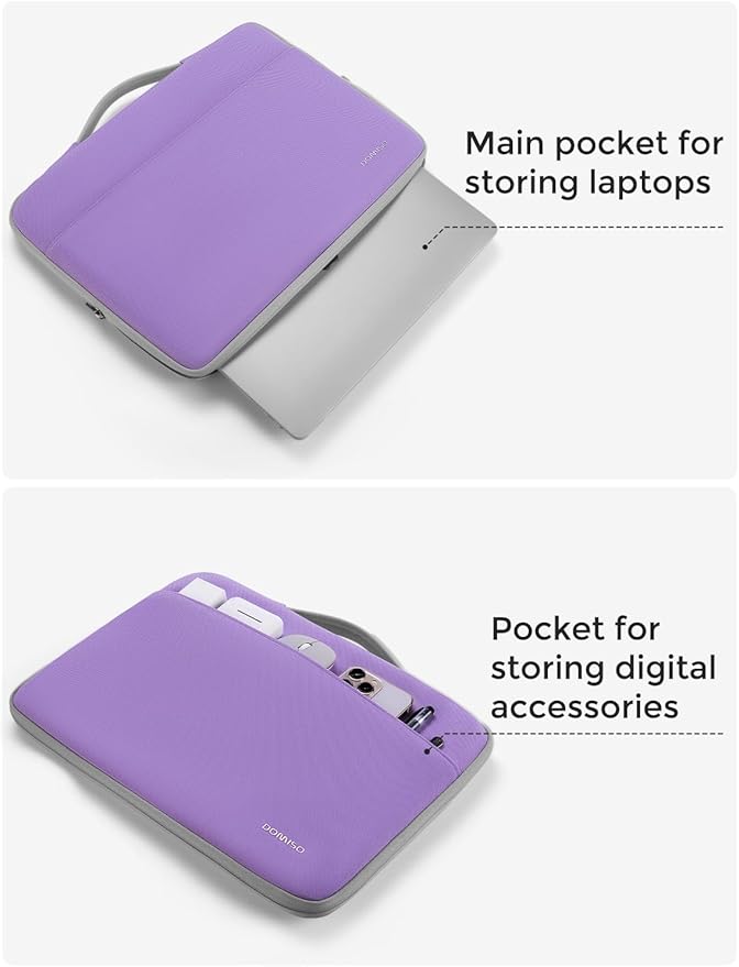 DOMISO 14 inch Laptop Case Sleeve Protective Cover Compatible with 15 inch MacBook Air M4 M3 M2,MacBook Pro,14-15 inch HP Dell ASUS Lenovo Chromebook,Waterproof Computer Cases Bag with Handle,Purple