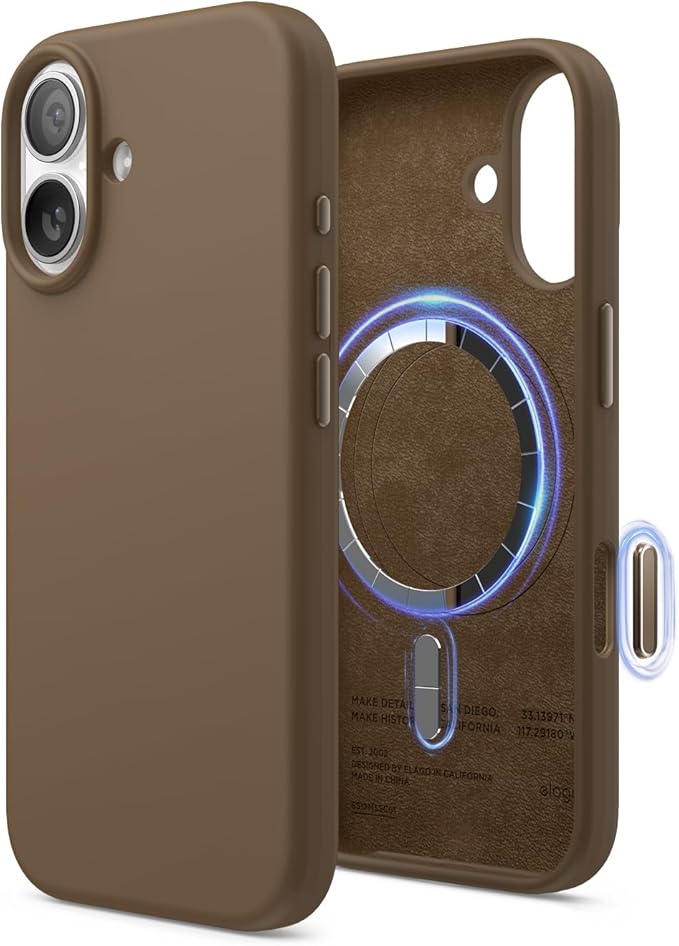 elago for iPhone 17 Case, Premium Magnetic Silicone Case, Compatible with MagSafe, Liquid Silicone Material, Protective Cover, Shockproof, Slim Phone, 6.3 inch (Brown)