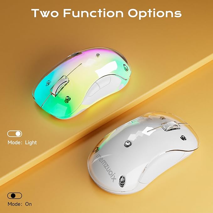 memzuoix 2.4G LED Wireless Mouse, Rechargeable Ergonomic Mouse with Detachable Cover, 1400 DPI Portable Optical Computer Mouse with USB Receiver for Laptop, PC, Desktop and MacBook, 5 Buttons