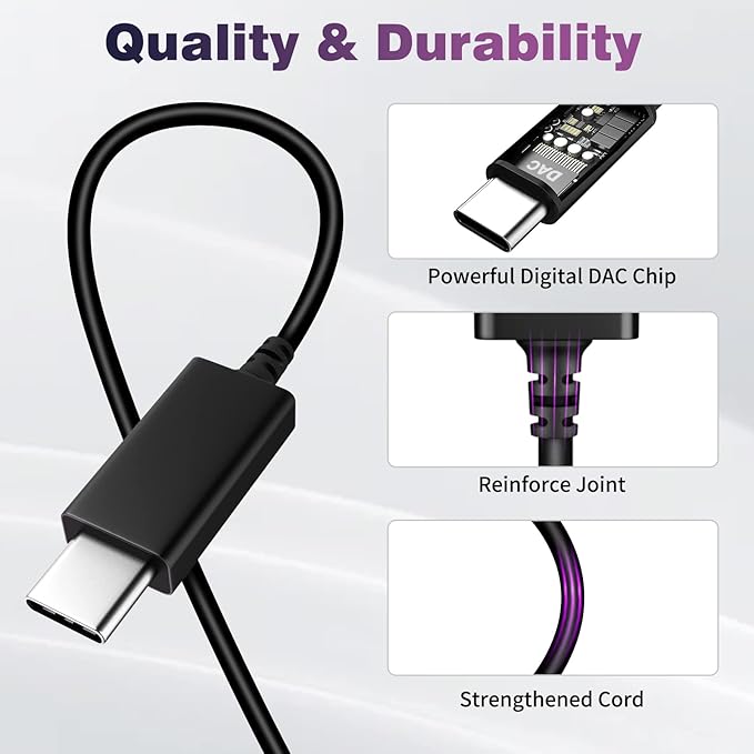 COOYA USB C Headphone Type C Wired Earbuds for iPhone 17 16 15 Pro Max iPad 10 Air 6 Pixel 9 8 Magnetic Bass Noise Canceling In-Ear Earphone+Mic for Samsung Galaxy S26 Ultra A16 S25 S23 for OnePlus 13