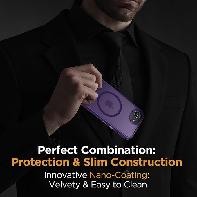 Miracase for iPhone 16e case & iPhone 17e Case for MagSafe [with 2×9H+ Screen Protectors] TOP Military-Grade Protection Shockproof with Velvet Touch for iPhone 16e/17e Phone Case 6.1", Dark Purple