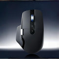 Ergonomic Wireless Mouse with Infinite Scroll & Side Scroll Wheel, Bluetooth & 2.4G Rechargeable Office Mouse, 5-Device Multi-Connection, OLED Display, PixArt 3220 Sensor for Laptop PC Mac(Black)