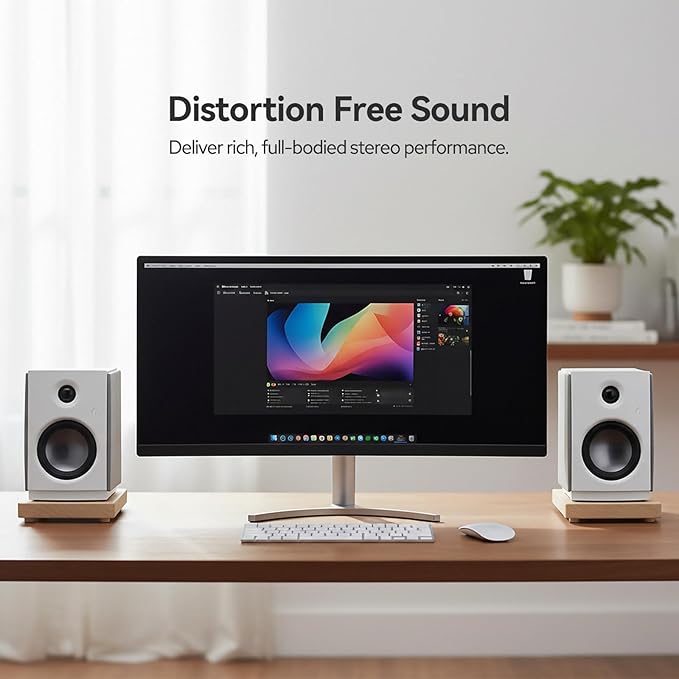 HiVi-Swans OS-10 HiFi Stereo Speakers, Bluetooth 5.0 Active Computer Bookshelf Speakers - 4'' Dynamic Woofer, Powered Desk Speakers 62w RMS with Touch Control for PC/Phone/TV - White