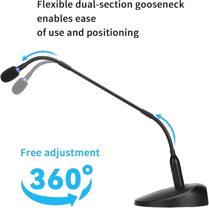 BOYA Desktop Gooseneck Condenser Microphone 18" Podium Microphones with Mute Button LED Indicator XLR Mic for Meetings Video Conferences Streaming Lectures BY-GM18C