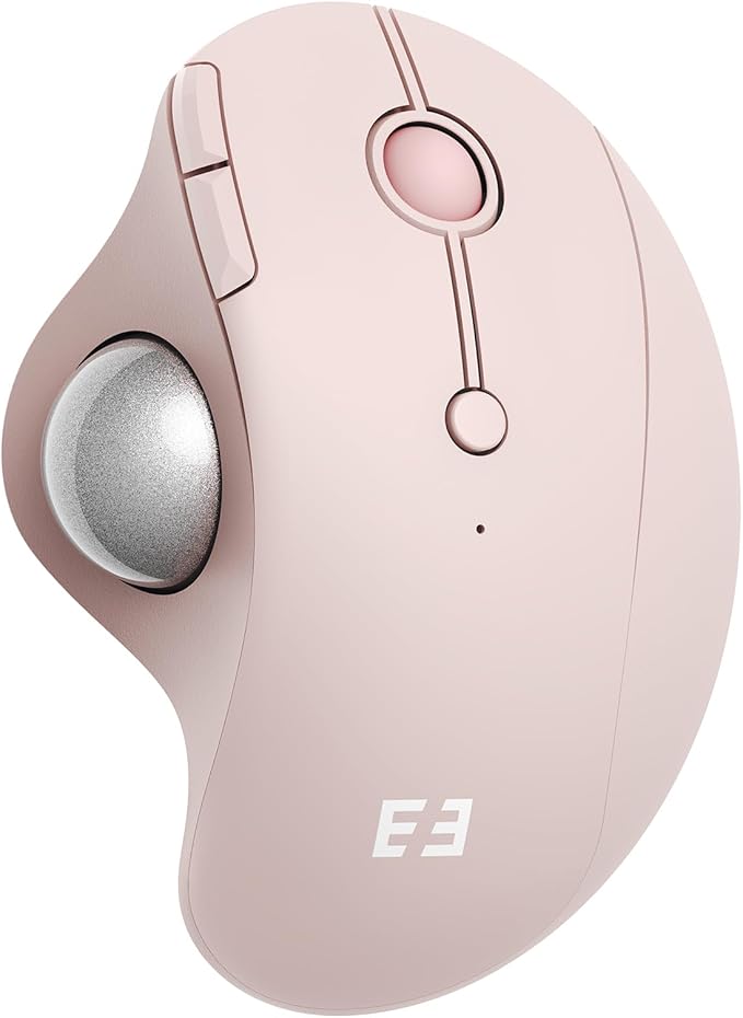seenda Wireless Trackball Mouse, Ergonomic Bluetooth Rollerball Mouse Rechargeable, 3 Device Connection Optical Mice Adjustable DPI Thumb Control Mice Compatible for PC/Laptop/Windows/Mac - Rose Pink