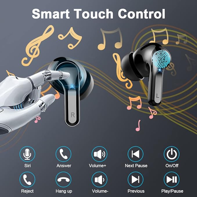 Wireless Earbuds, Sports Bluetooth 5.4 Headphones IPX8 Waterproof, 70H Over Ear Buds with Deep Bass Sound,4 ENC Noise Cancelling Mics, USB-C Fast Charging Earphones with Earhooks for Workout/Running
