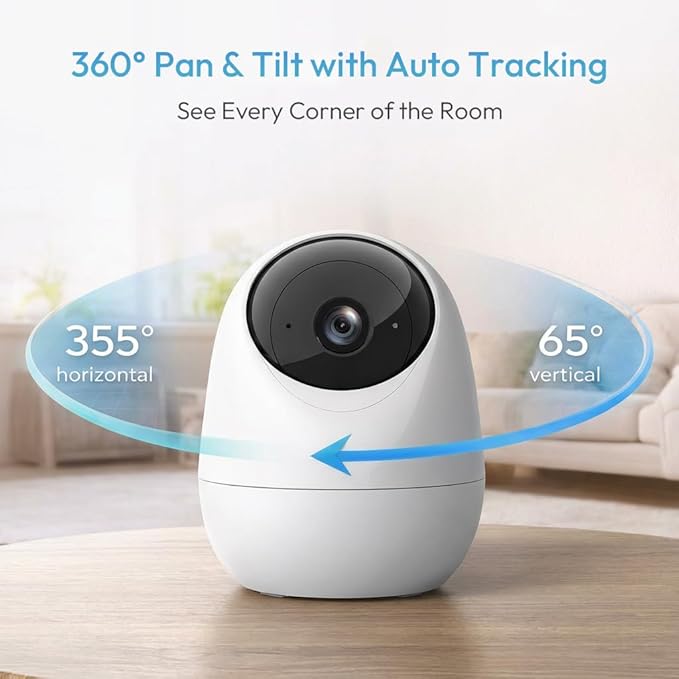 Rraycom Indoor Camera 5G&2.4G WiFi,2K Security Cameras for Home Security,360°Pan & Tilt, Dog/Pet Baby Camera with Motion Tracking& Sound Detection, 2-Way Audio, Night Vision,Siren,Works w/Alexa