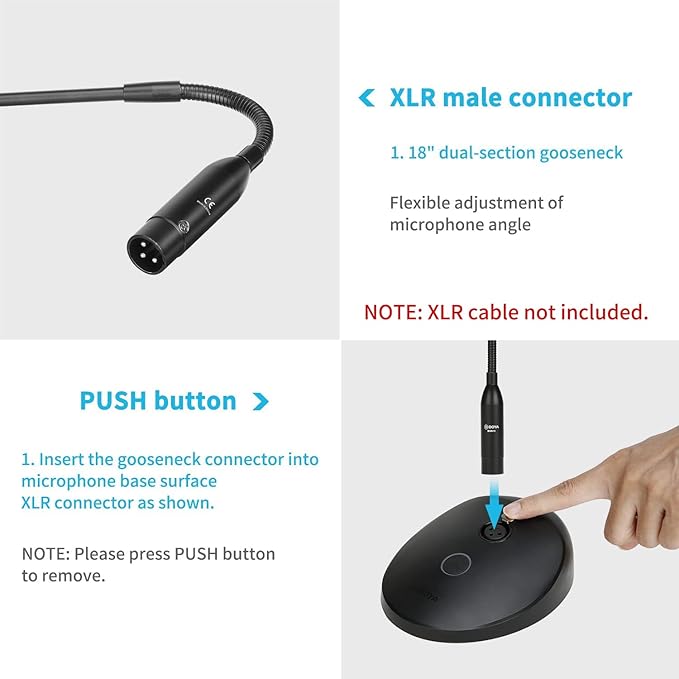 BOYA Desktop Gooseneck Condenser Microphone 18" Podium Microphones with Mute Button LED Indicator XLR Mic for Meetings Video Conferences Streaming Lectures BY-GM18C