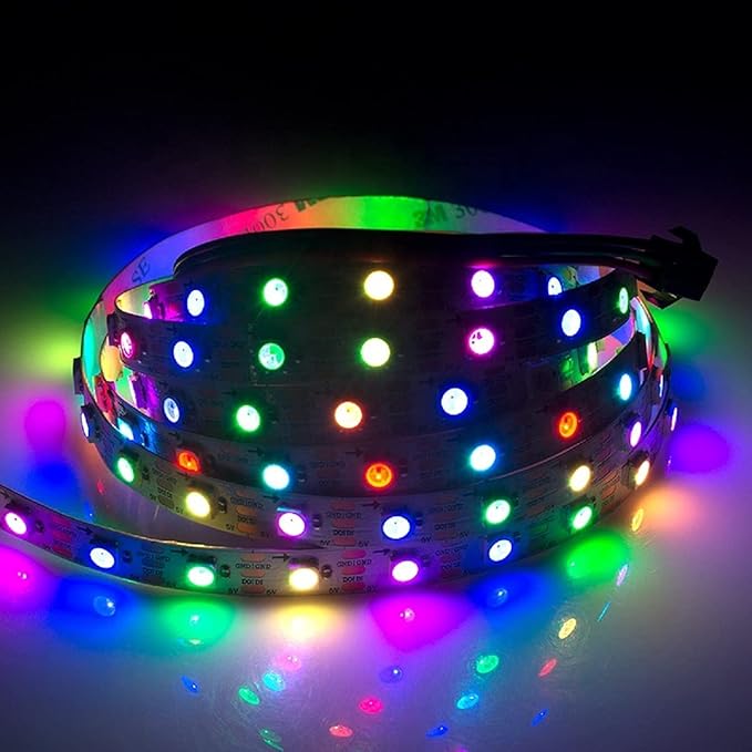 WS2812B LED Strip Individual Addressable Light Full Color SMD 5050 RGB Pixel Strip DC5V (30Pixels/m 150Pixels 16.4FT 150LEDS Non-Waterproof, White PCB)