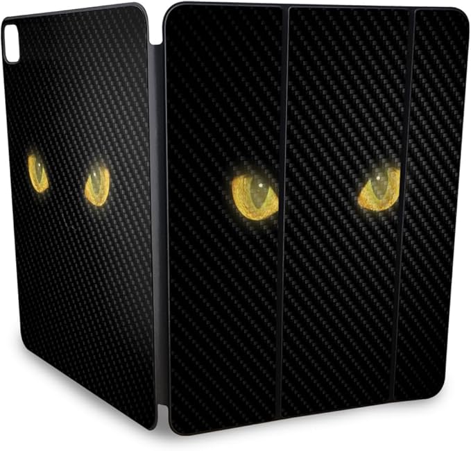 Carbon Fiber Skin Compatible with Apple Smart Folio for iPad Pro 13-inch (M4/M5) 2025 - Cat Eyes - Premium 3M Vinyl Protective Wrap Decal Cover - Easy to Apply | Crafted in The USA by MightySkins