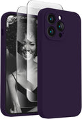 FireNova Designed for iPhone 14 Pro Max Case, Silicone Upgraded [Camera Protection] Case with [2 Screen Protectors], Soft Anti-Scratch Microfiber Lining Inside, 6.7 inch, Purple