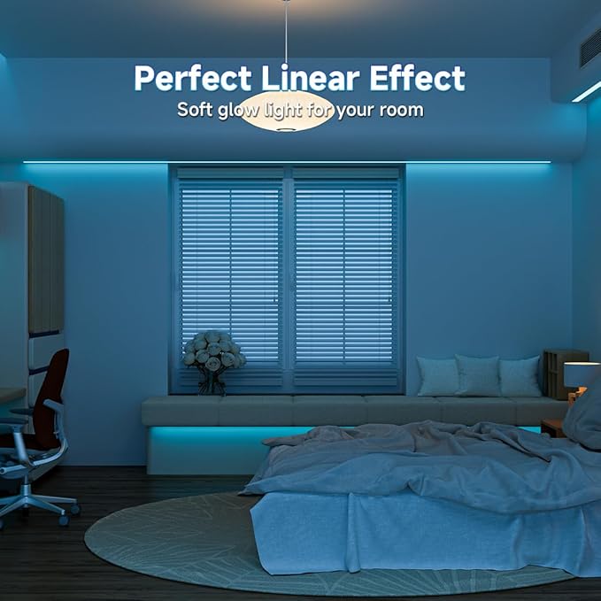 BTF-LIGHTING COB LED Strip Light 12V 16.4FT UL Listed, Ice Blue Dimmable High Density Flexible Tape Light with RF Remote & ETL Power Adapter, Ultra Bright for Bedroom Kitchen Home Indoor Lighting