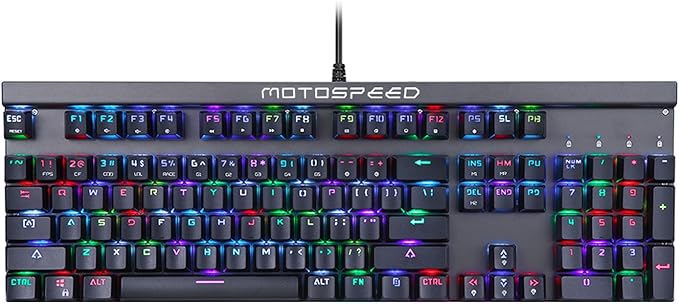 MOTOSPEED CK103 RGB LED Backlit Wired Mechanical Gaming Keyboard, 103 Keys Hot-Swap Mechanical Keyboard w/Aluminum Base, Upgraded Socket and Noise Absorbing Foams, Soft Tactile Blue Switch