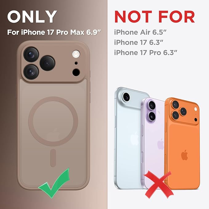 CAPRARO Magnetic for iPhone 17 Pro Max Case, Upgraded [Full Camera Protection] [Compatible with MagSafe] Protective Translucent Matte Women Girl Phone Case Cover, Withered Brown
