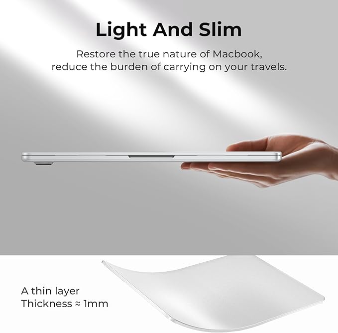 BlueSwan for MacBook Air 13 inch Case, 2026-2022 M5 M4 M3 M2, Anti-Scratch Flexible Protective Laptop Cover with Grippy Matte Texture, Slim and Easy Installation, Frosted White