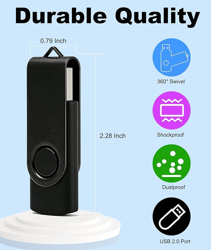 2GB USB Flash Drive 50 Pack USB Thumb Drive Nicepicten Bulk USB 2.0 Flash Drives Pack Swivel Jump Drives Multipack Memory Stick for Data Backup - 2GB Blue