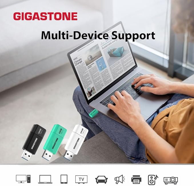 GIGASTONE 256GB Flash Drive, Z60 USB 3.2 Gen 1, 120MB/s Ultra Fast, Retractable Capless Slider Design, Data Storage, Backup for PC/Mac/TV/Car Audio, USB 2.0/3.0/3.1 Compatible