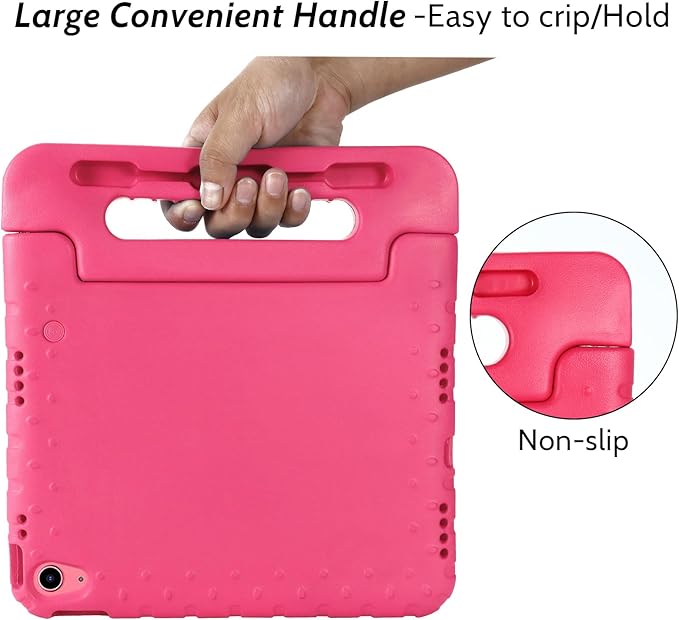 Dteck Kids Case for iPad 10th Generation 10.9" 2022 With Pencil Holder, Shockproof Rugged Lightweight EVA Handle Stand Child Proof for 10.9 Inch iPad 10th Gen, Rose