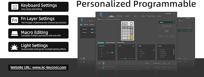 Gasket Creamy Mechanical Numpad Programmable Macro Keypad Wireless 2.4G/Bluetooth 5.0/Wired USB-C RGB Backlit Hot Swappable Number Pad Rechargeable Numeric Keyboard Metal Knob, Black