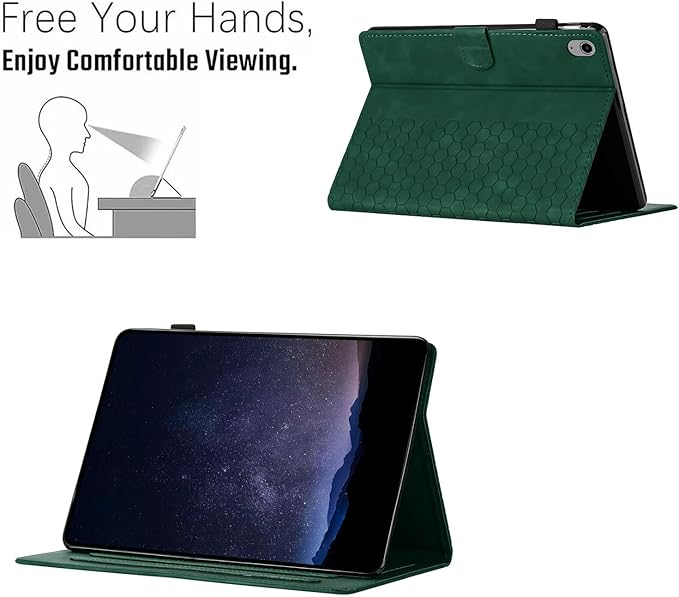 DTangLsm for iPad A16 Case iPad 11th Generation Case 11-inch 2025, iPad 10th Generation Case 10.9-inch 2022, Smart PU Leather Folio Stand Cover with Pencil Holder, Auto Wake/Sleep, Honeycomb Green