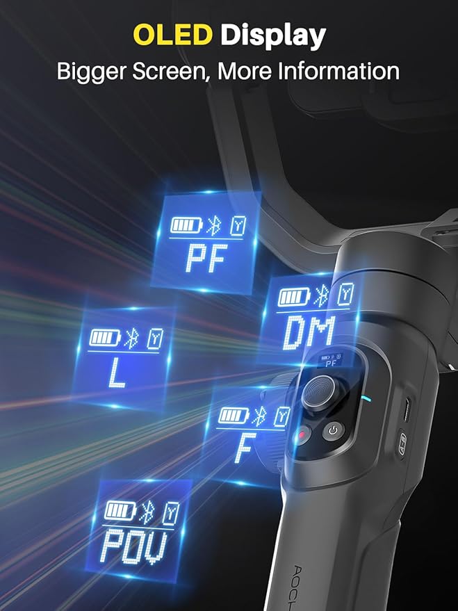 Professional Gimbal Stabilizer for Smartphone,Built-in 18CM Extension Rod and Powerful Fill Light,360°Inception,Face&Object Tracking Stabilizer,3-Axis Gimbal for iPhone& Android