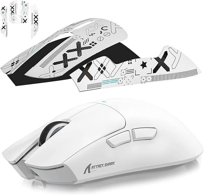 Attack Shark Gaming Mouse Anti-Slip Grip Tape,Compatible with X11 Superlight Wireless pc Mouse,Sweat Resistant,Fine Feel,Cut to Fit,Cool Mouse Skins for Video Games/Office/Study(White)