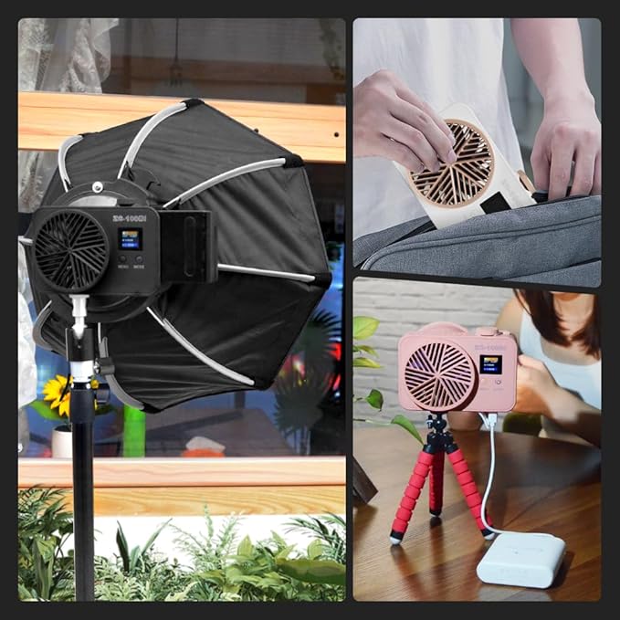 ZC-100BI 100W COB Video Light with Bowens Mount,10000Lux/m 2700K-7500K Bi-Color Camera Light with 10 Scenario Simulations Control Continuous Lighting for Photography (ZC-100 WPINK Mini KIT)