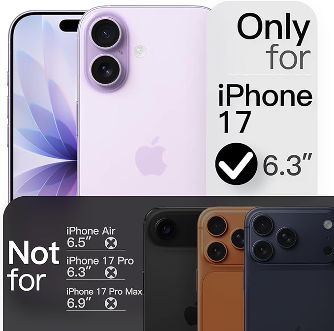 JETech Magnetic Slim Case for iPhone 17 6.3-Inch, Compatible with MagSafe, Ultra-Thin Lightweight Minimalist Phone Cover with Matte Finish and Full Camera Lens Protection (Lavender)
