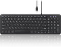 Perixx PERIBOARD-213C Wired Silent USB-C Scissor Keyboard - 14.45x4.76x0.71 Inches Compact Design with Number Pad - Black - US English