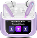 Thunelec Wireless Earbuds, Bluetooth 5.4 Headphones with Multifunctional Touch Screen, 48H Bass Stereo Ear Buds with ANC/ENC Noise Cancelling/Transparency Mode, IPX7 Earphones with 5 EQ Modes, Purple