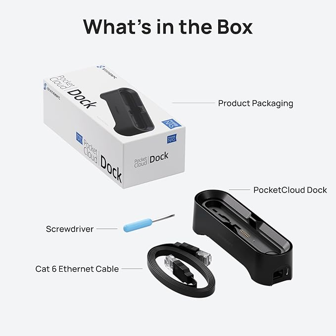 PocketCloud Dock for Portable NAS, M.2 NVMe Slot, Expend Storage, 2.5GbE Ethernet, PD Charging & USB-A Ports, Modular SSD Storage, Smart Cooling, Dual Backup & Charging (Dock Only, Diskless)