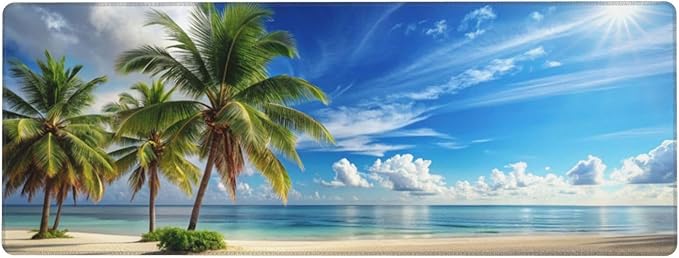 Beach Mouse Pad XL Large Mousepad Non Slip Rubber Base Desk Mat for Laptop Computer Gaming 31.5" X 12"