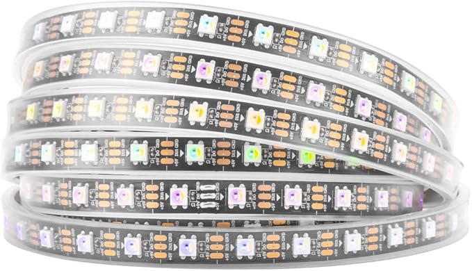BTF-LIGHTING RGBW RGB+Natural White SK6812 (Similar WS2812B) 4 Colors in 1 LED Strip Individually Addressable 16.4ft 60Pixel/m 300LED Light Dream Color IP67 DC5V Black PCB (No Adapter or Controller)