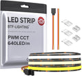 BTF-LIGHTING FCOB CCT COB LED Strip Tunable 2700K-6500K DC24V 9.8FT 640LED/m CRI 90+ Flexible High Density Dimmable LED Light Black PCB for Bedroom Indoor Decor(No Adapter or Controller)