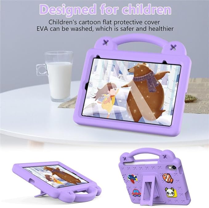 AKABEILA Compatible with Apple iPad Mini 6 2021 8.3 inch Tablet Case, Kids Friendly Universal Lightweight Shockproof Protective Case with Shoulder Strap & Stand Handle & Pen Tray Light Purple