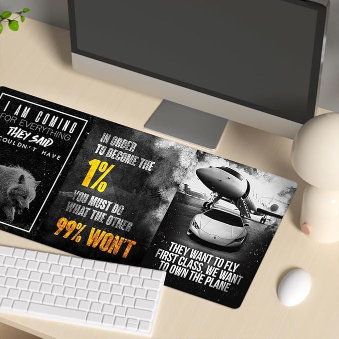 Black and White Keyboard Mat Inspirational Mousepad Motivational Office Long Mouse Pad Abstract Accessories Desk pad Mouse mat for Desktop Gamer Guy Boys Mens Office Accessories 31.5"x15.7"