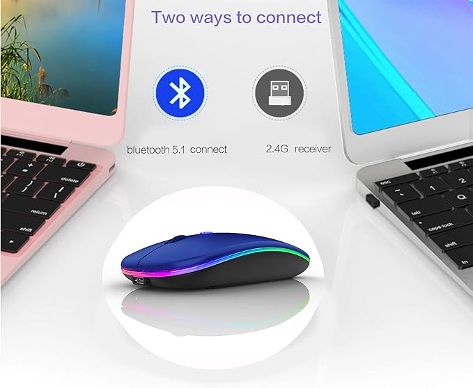 PEIBO Bluetooth Wireless Mouse for Laptop mac MacBook ipad MacBook air MacBook pro pc Desktop Computer Windows Chromebook Notebook (Blue Black)
