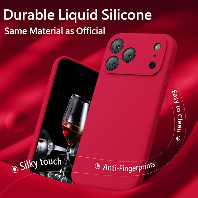 FireNova Magnetic for iPhone 17 Pro Max Case, Compatible with MagSafe, [Integrated Silicone Camera Control Button] [Camera Protection] Anti-Scratch Microfiber Lining Phone Case, 6.9", Deep Red