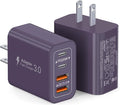 [2-Pack] 40W USB C Charger Block, 4-Port Type C Fast Charging Brick Dual PD&QC Wall Plug Adapter Power Brick for iPhone 13/14/15/16/17 Pro Max Plus/iPad/Airpods/iwatch/Samsung Galaxy (Purple)