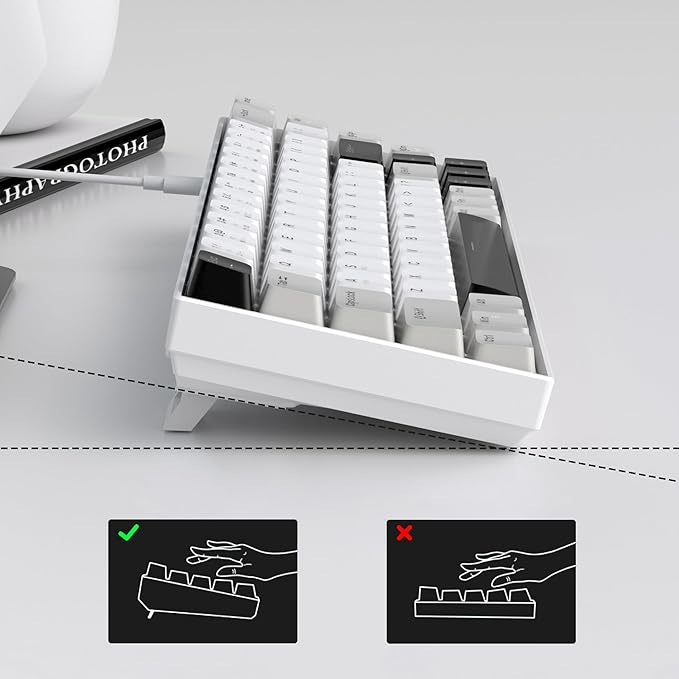MageGee Portable 60% Mechanical Gaming Keyboard, MK-Box LED White Backlit Compact 68 Keys Mini Wired Office Keyboard with Red Switch for Windows Laptop PC Mac - Grey